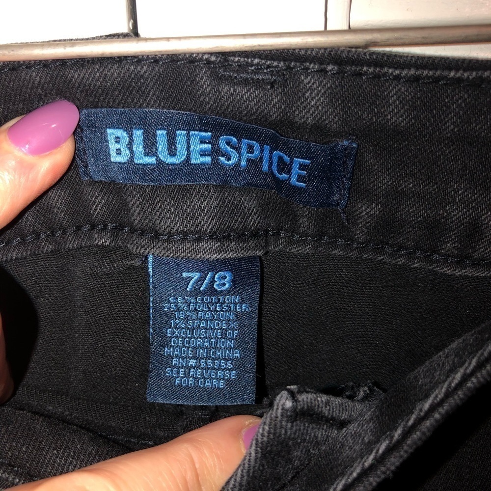 Blue Spice Black Distressed skinny floral embroidery Jeans - Picture 7 of 10